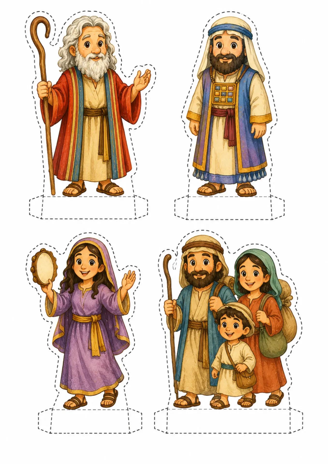 Fichas armables de Moisés y su familia