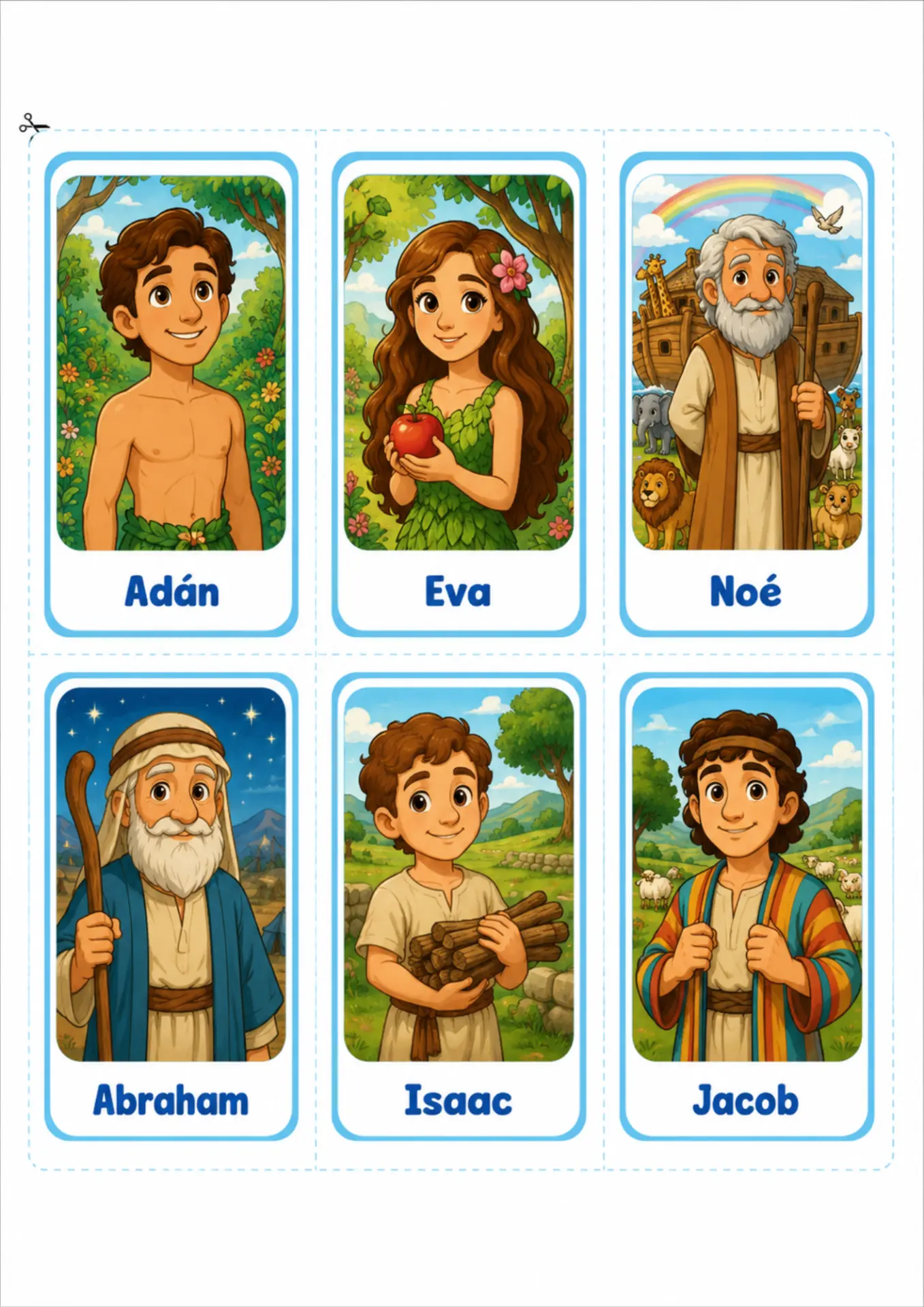 Tarjetas de personajes bíblicos con nombres