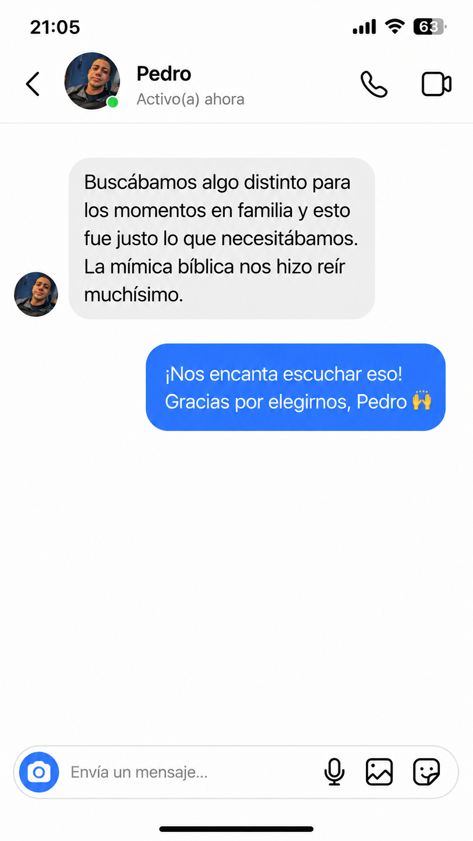 Conversación con Pedro sobre la mímica bíblica