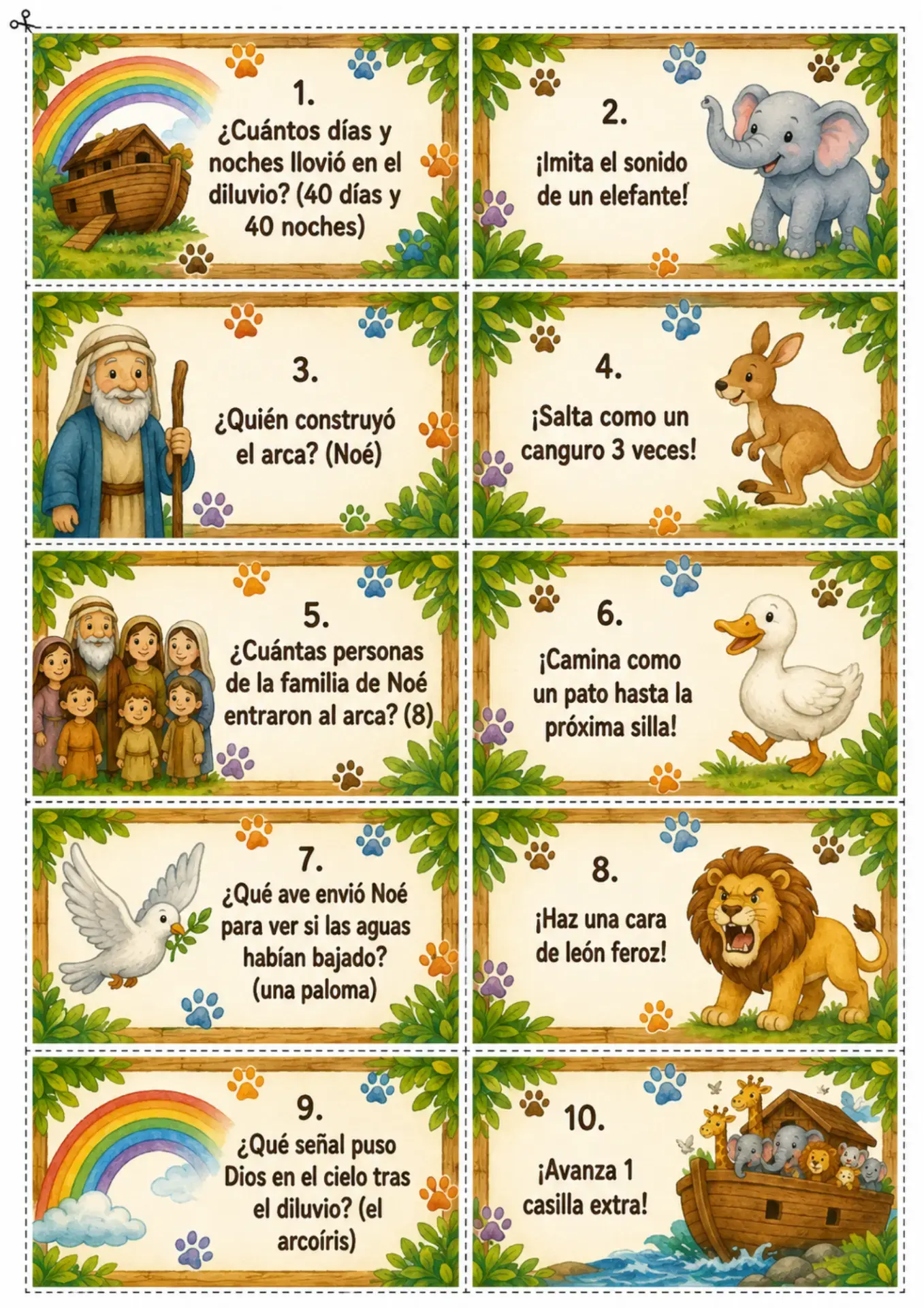 Cartas de preguntas del arca de Noé