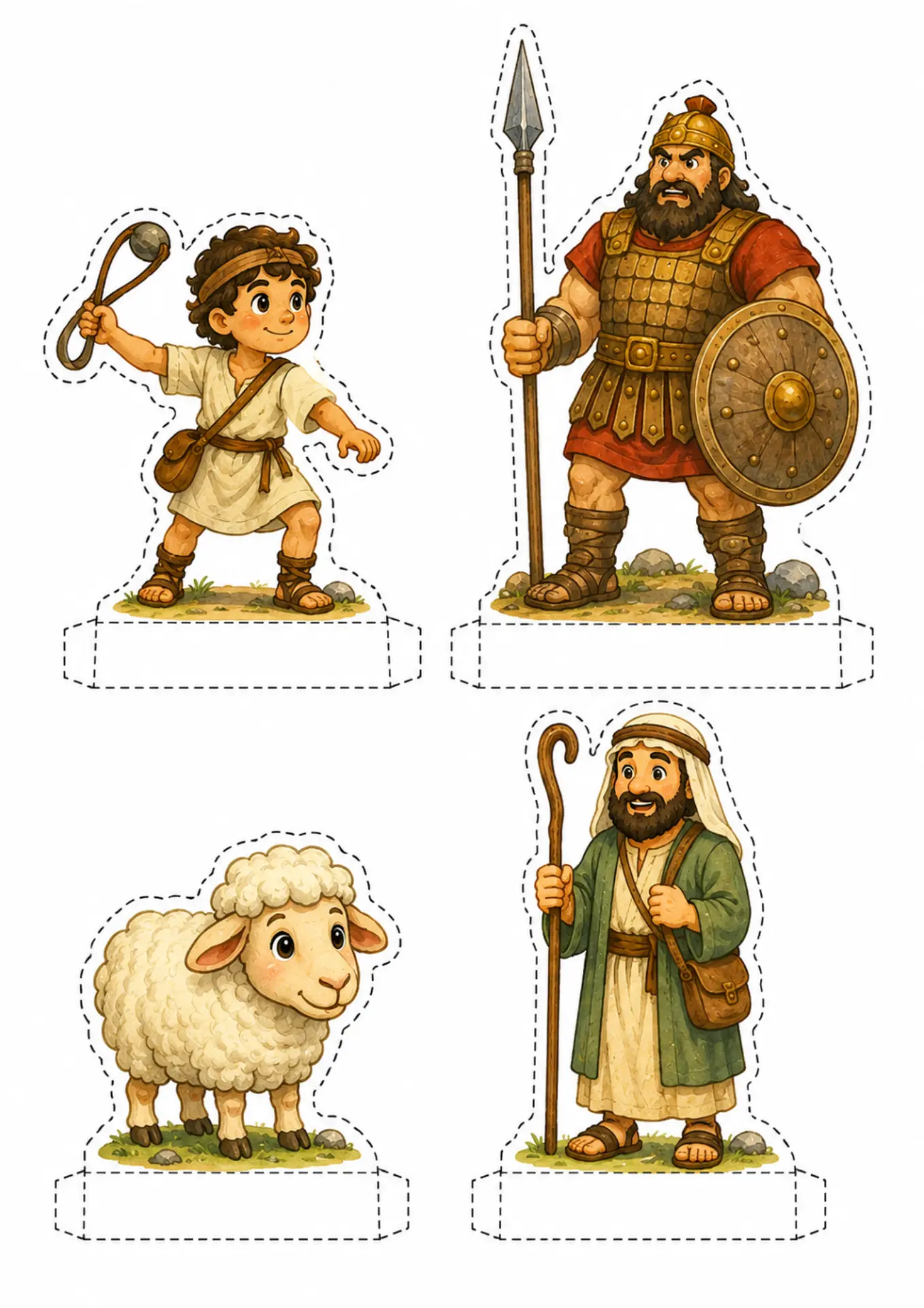 Fichas armables de David, Goliat y la oveja