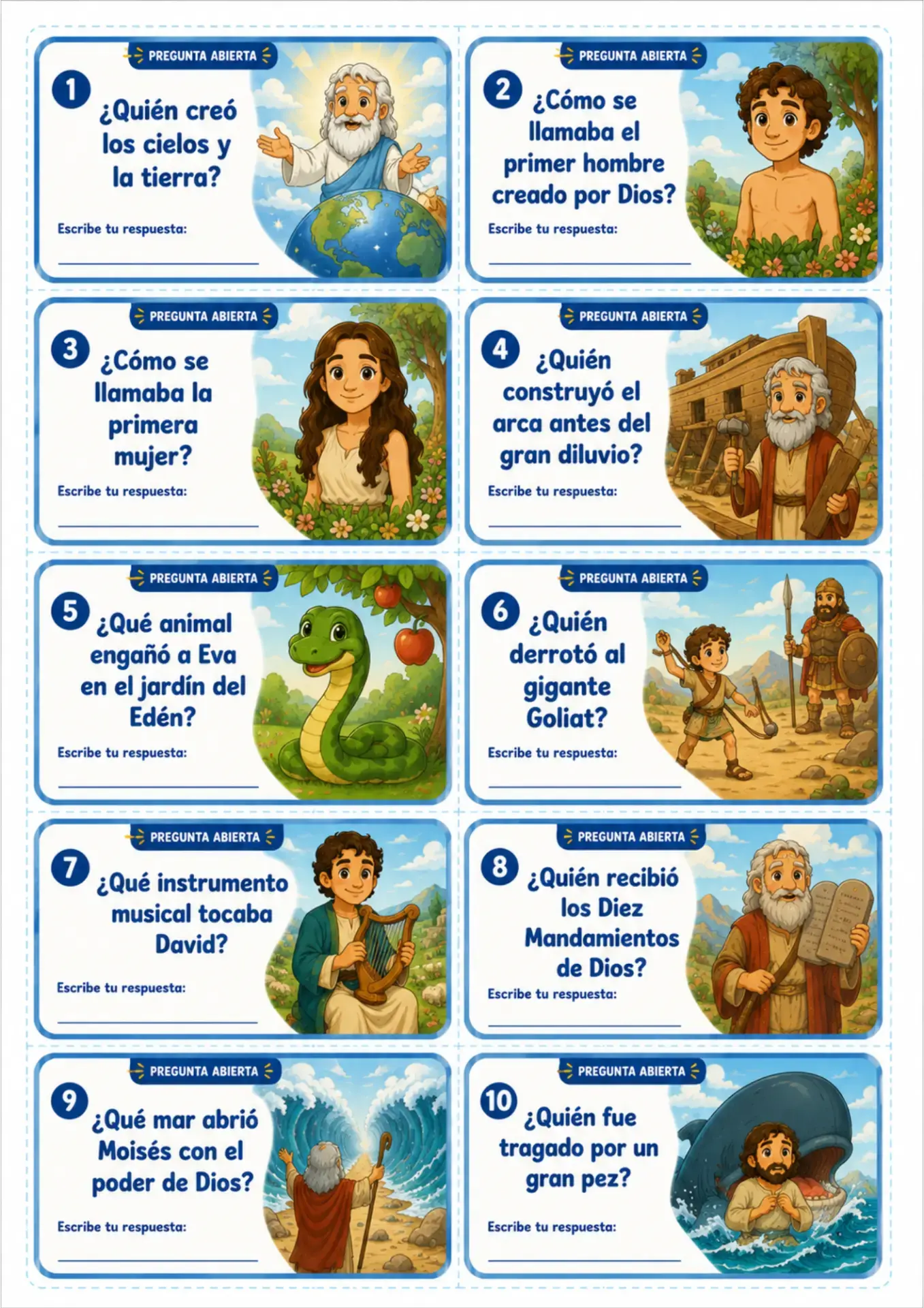 Cartas de preguntas abiertas para escribir